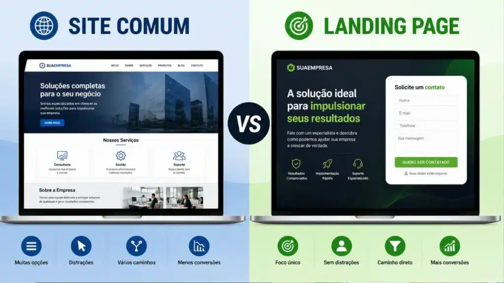 Site comum x Landing Page